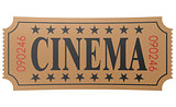 Isolated ticket with cinema word