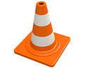 Traffic cone in white and isolated background