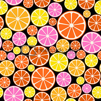 Seamless colorful pattern with citrus fruit.