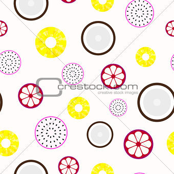 Tropical fruits - seamless vector pattern.