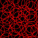 Red circle. Seamless pattern, hand painted illustration isolated on black background