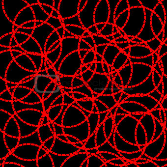 Red circle. Seamless pattern, hand painted illustration isolated on black background
