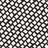Vector Seamless Black and White Hand Drawn Diagonal Rectangles Lines Pattern