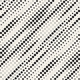 Vector Seamless Black and White Diagonal Halftone Circle Lines Pattern