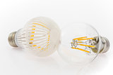 two LED bulbs with different cover, glass and plastic
