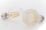 two LED bulbs with different cover, plastic and glass