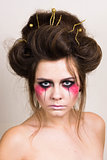 halloween make up beautiful model with perfect hairstyle.