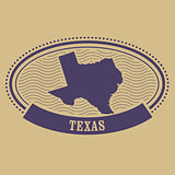 Oval stamp with Texas map contour