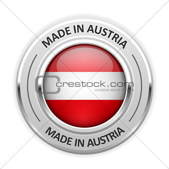 Silver medal Made in Austria with flag