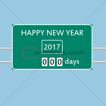 happy new year road sign