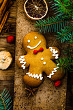 Gingerbread man on wood