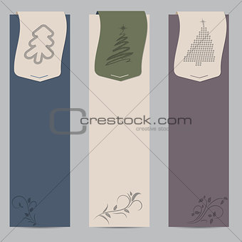 Christmas shopping labels with floral elements and christmastree