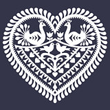 Folk heart pattern for Valentine's Day - Wycinanki Kurpiowskie (Kurpie Papercuts)