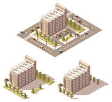 Vector isometric low poly hotel
