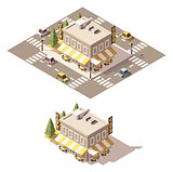 Vector isometric low poly cafe