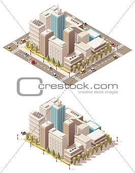 Vector isometric low poly city downtown