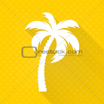 White vector palm tree flat icon