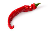 Single curved chili peppers on the side