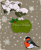 Christmas card with bullfinch.