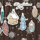 Poster with vintage Christmas decorations