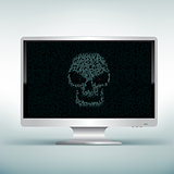 white monitor with skull code