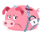 stressed piggy bank because of get chained