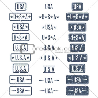 USA grunge stamps, vector illustration.