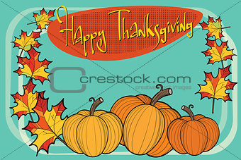 Happy thanksgiving autumn pumpkin greeting background