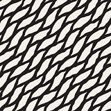 Vector Seamless Black and White Hand Drawn Diagonal Round Shapes Pattern