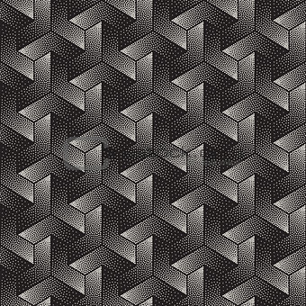 Vector Seamless Black and White Stippling Shapes Pattern