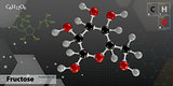 Illustration of Fructose Molecule isolated dark background