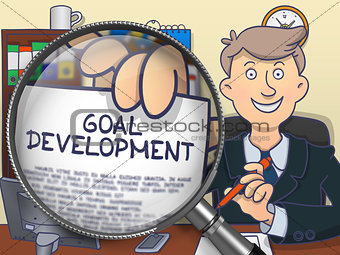 Goal Development through Magnifying Glass. Doodle Design.