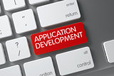 Application Development CloseUp of Keyboard. 3D.
