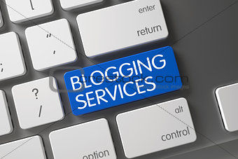 Blogging Services - Blue Button. 3D.