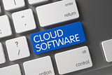 Blue Cloud Software Button on Keyboard. 3D.