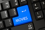 Blue Movies Keypad on Keyboard. 3D.