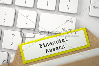 Sort Index Card with Inscription Financial Assets. 3D.
