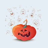 Illustration of a pumpkin for Halloween.