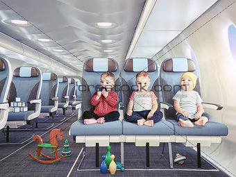 triplets in the airplane