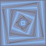 Sequence with whirling blue and white square forms