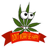 A cartoon marijuana smiling and happy