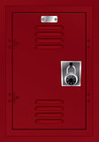 Red Locker and Combination Lock Illustration