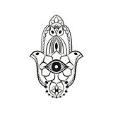 Black hamsa Fatima hand protection symbol
