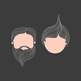 Man & Girl Head Vector illustration Avatar Set