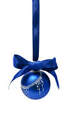 Hunging blue christmas ball isolated