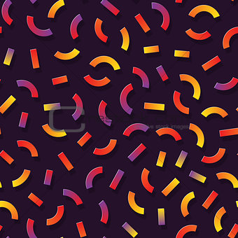 Vector Seamless Multicolor Memphis Style Lines Jumble Pattern