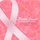 Breast Cancer Awareness Month Pink Ribbon Background Vector Illu
