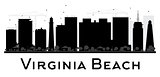 Viginia Beach City skyline black and white silhouette.