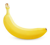 Single yellow banana isolated on white