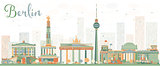 Abstract Berlin Skyline with Color Buildings.